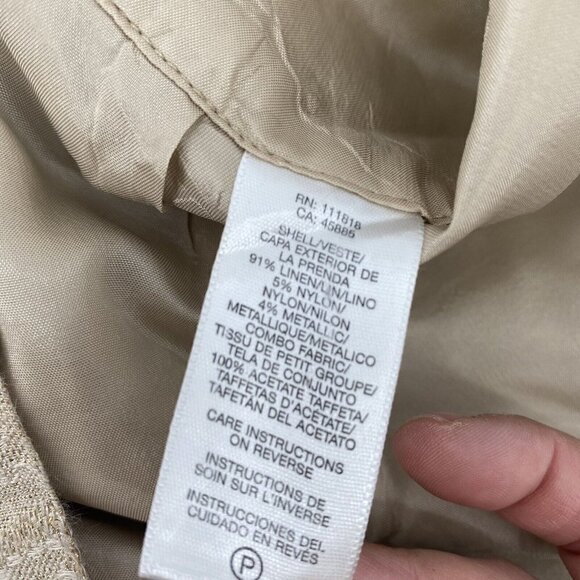 MICHAEL KORS SIZE 10 LINEN BLEND GOLD BEIGE  MINI SKIRT METALLIC ACCENTS - Picture 4 of 10